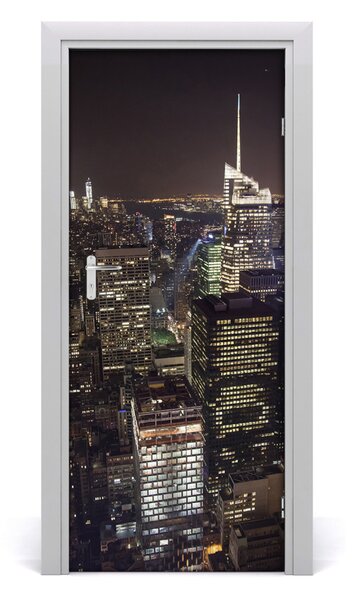 Adesivo per porta New York di notte 75x205 cm
