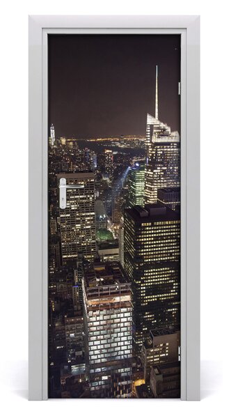 Adesivo per porta New York di notte 75x205 cm
