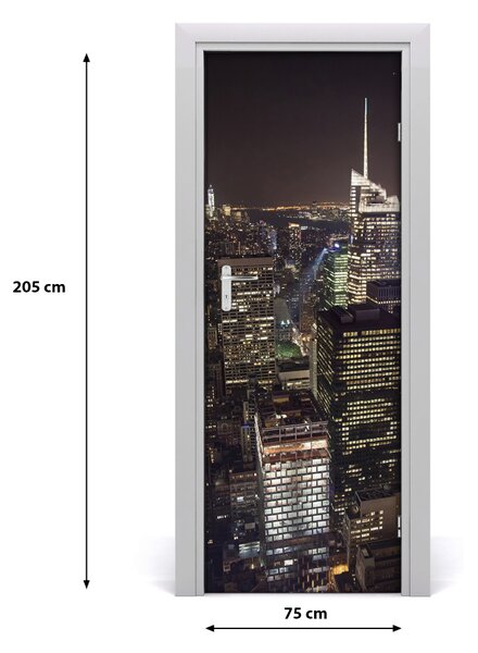 Adesivo per porta New York di notte 75x205 cm