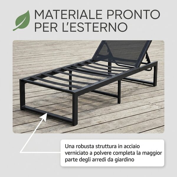 VivaGarden Salotto da Giardino con Divano Angolare e Tavolino con Cuscini in Acciaio colore Grigio