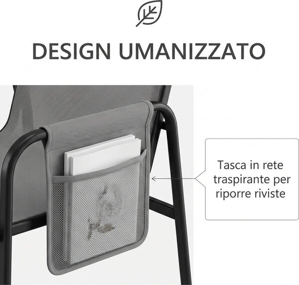 VivaGarden Salotto da Giardino con Divano Angolare e Tavolino con Cuscini in Acciaio colore Grigio