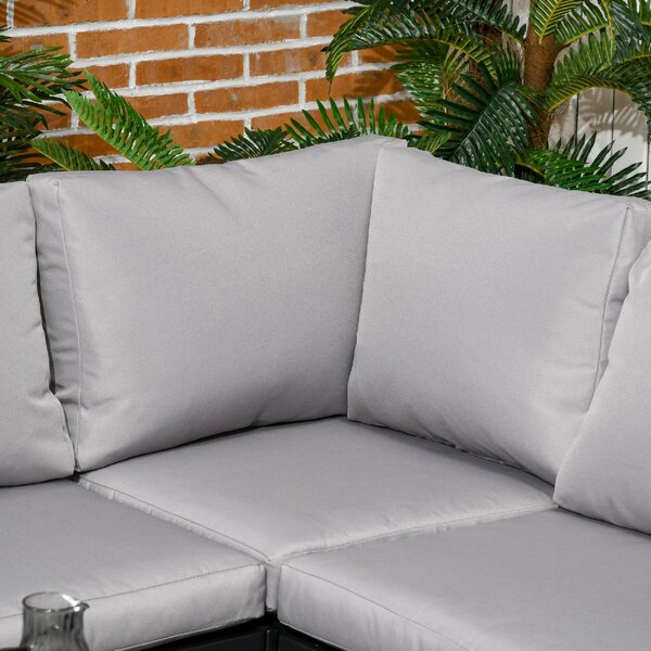VivaGarden Salotto da Giardino con Divano Angolare e Tavolino con Cuscini in Acciaio colore Grigio