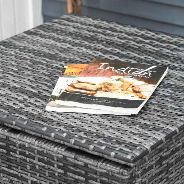 VivaGarden Salotto da Giardino con Divano Angolare con Angolo Contenitore e Tavolino con Cuscini in Rattan PE colore Grigio