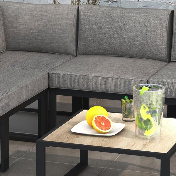 VivaGarden Salotto da Giardino con Divano Angolare e Tavolino con Cuscini in Alluminio colore Grigio