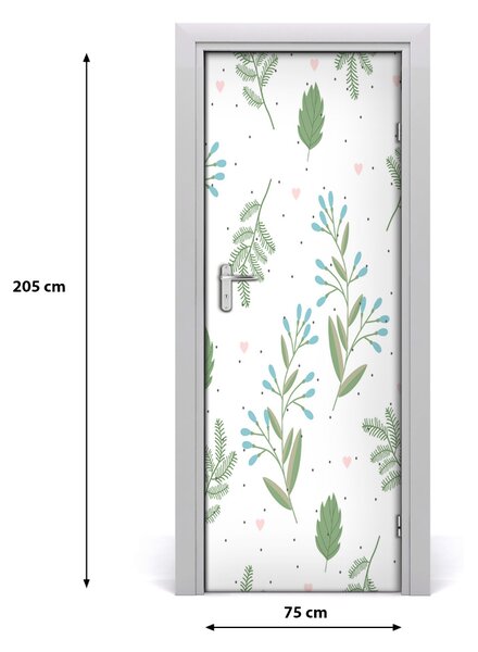 Adesivo per porta Foglie e cuori 75x205 cm