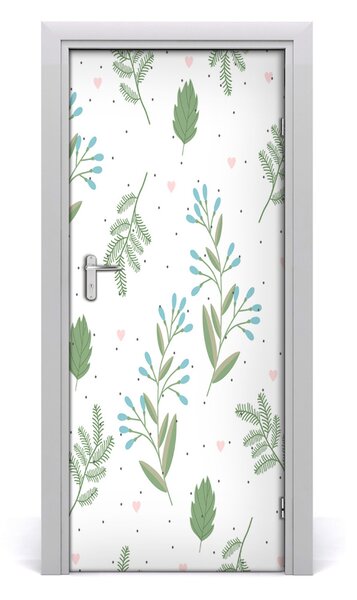 Adesivo per porta Foglie e cuori 75x205 cm