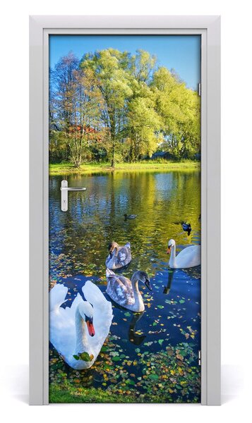 Adesivo per porta interna Cigni sullo stagno 75x205 cm
