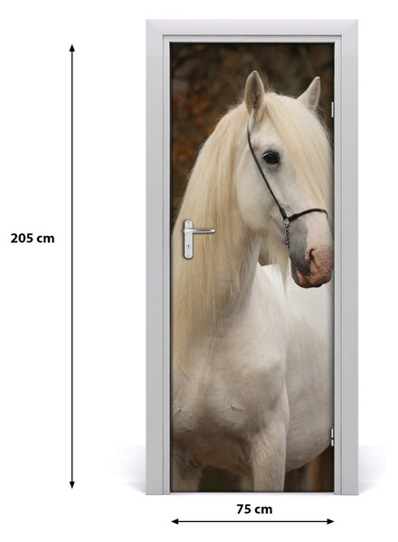 Adesivo per porta interna cavallo bianco 75x205 cm