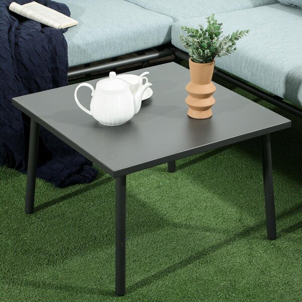 VivaGarden Salotto da Giardino con Divano Angolare e Tavolino con Cuscini in Rattan PE colore Grigio/Blu