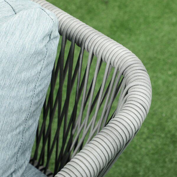 VivaGarden Salotto da Giardino con Divano Angolare e Tavolino con Cuscini in Rattan PE colore Grigio/Blu