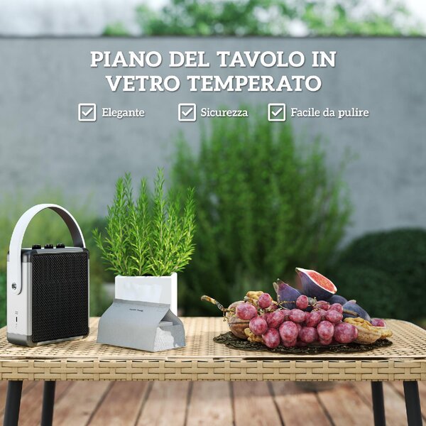 VivaGarden Salotto da Giardino con Divano Angolare e Tavolino con Cuscini in Rattan PE colore Legno Naturale
