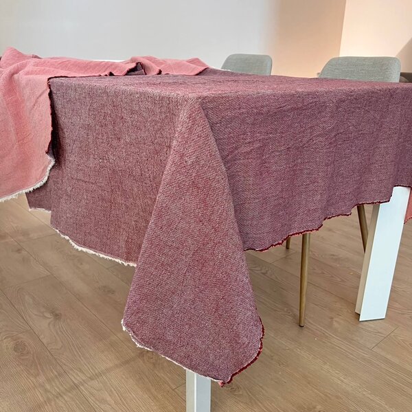 Tovaglia Rettangolare Bicolor Arisa 150x270 cm in Cotone Porpora/Rosa - Govina Biancheria per la Casa