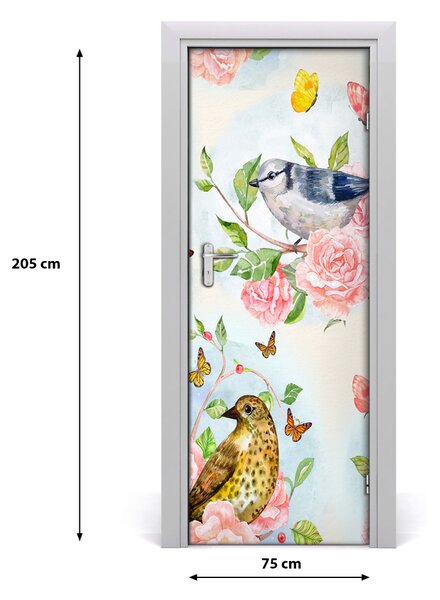 Adesivo per porta Fiori farfalle 75x205 cm