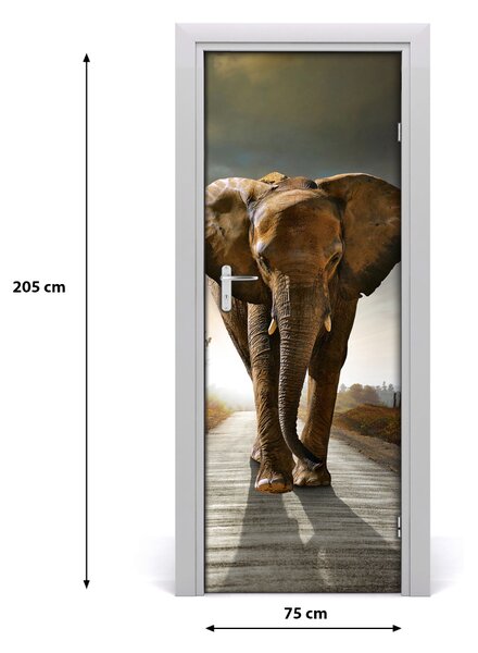Adesivo per porta Camminando per l'elefante 75x205 cm