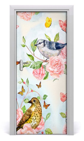Adesivo per porta Fiori farfalle 75x205 cm