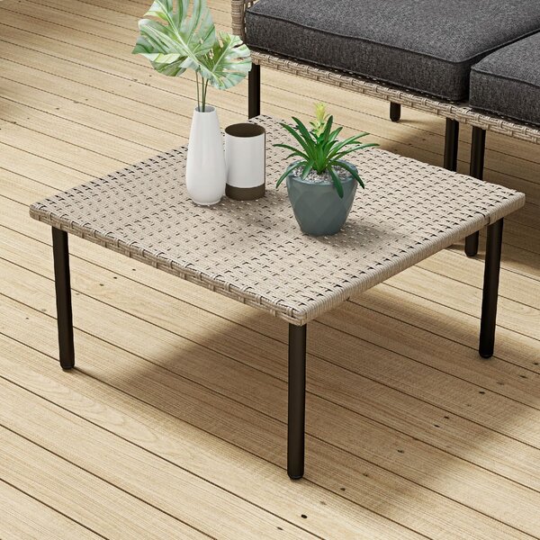 VivaGarden Salotto da Giardino con Divano Chaise Longue e Tavolino con Cuscini in Rattan PE colore Beige