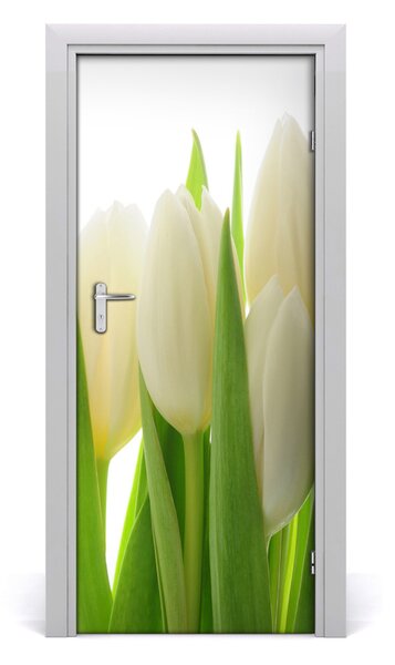 Poster adesivo per porta Tulipani bianchi 75x205 cm