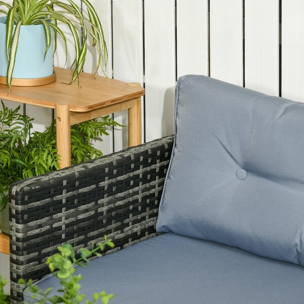 VivaGarden Salotto da Giardino con Divano Chaise Longue e Tavolino con Cuscini in Rattan PE colore Grigio