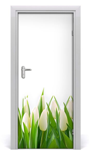 Adesivo per porta Tulipani bianchi 75x205 cm