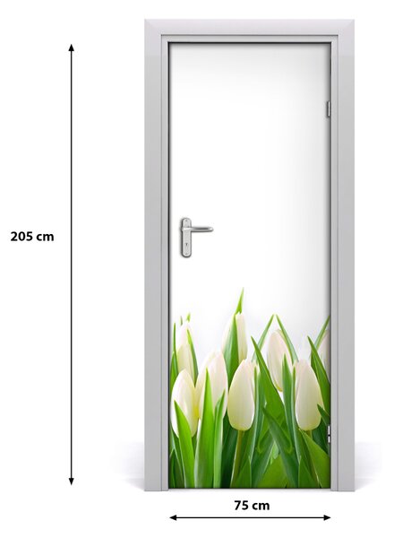 Adesivo per porta Tulipani bianchi 75x205 cm