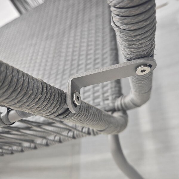 VivaGarden Salotto da Giardino con Divano Chaise Longue e Tavolino con Cuscini in Rattan PE colore Grigio Chiaro