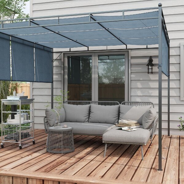 VivaGarden Salotto da Giardino con Divano Chaise Longue e Tavolino con Cuscini in Rattan PE colore Grigio Chiaro