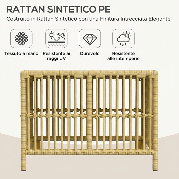 VivaGarden Salotto da Giardino con Divano Chaise Longue e Tavolino in Rattan PE colore Grigio