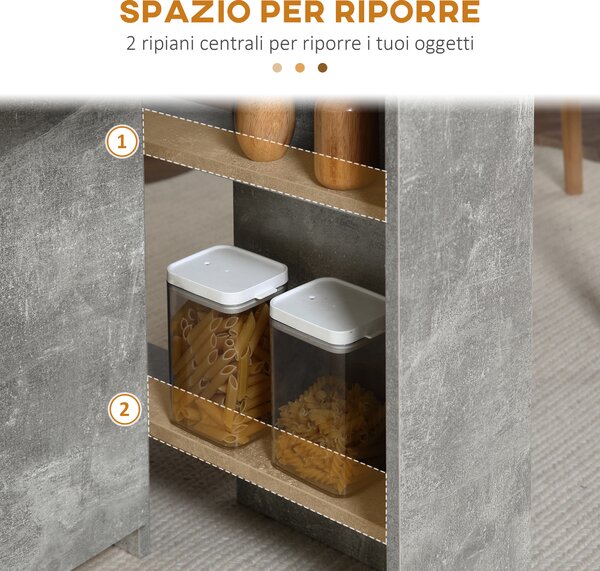 HOMCOM Tavolo Pieghevole in Legno per 4-6 Persone con Ruote, 75x140x74cm, Grigio|Aosom