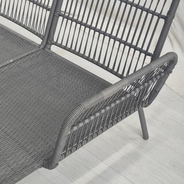 VivaGarden Salotto da Giardino con Divano Chaise Longue e Tavolino con Cuscini in Rattan PE colore Grigio Chiaro