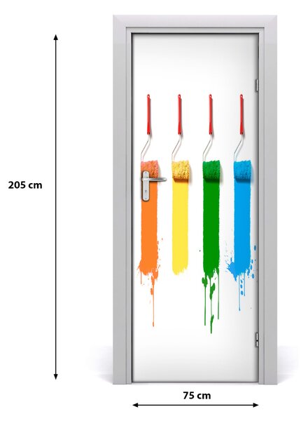 Poster adesivo per porta Rulli di pittura 75x205 cm