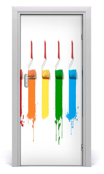 Poster adesivo per porta Rulli di pittura 75x205 cm