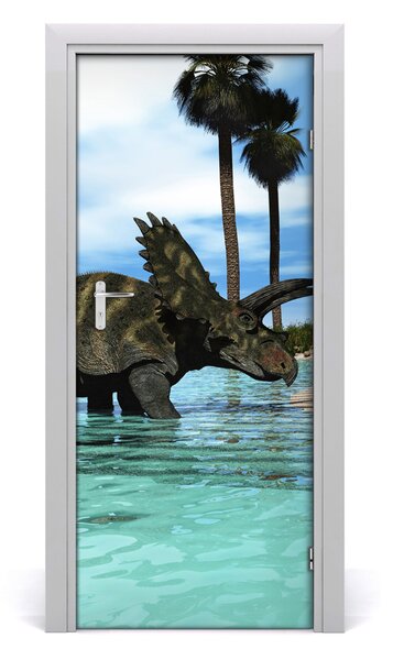 Adesivo per porta Dinosauri sulla spiaggia 75x205 cm