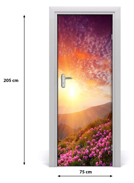 Poster adesivo per porta Spring in montagna 75x205 cm