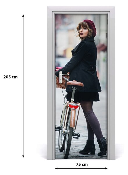 Rivestimento Per Porta Una donna in bici 75x205 cm