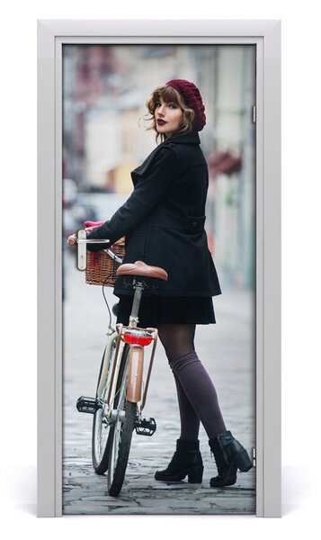 Rivestimento Per Porta Una donna in bici 75x205 cm