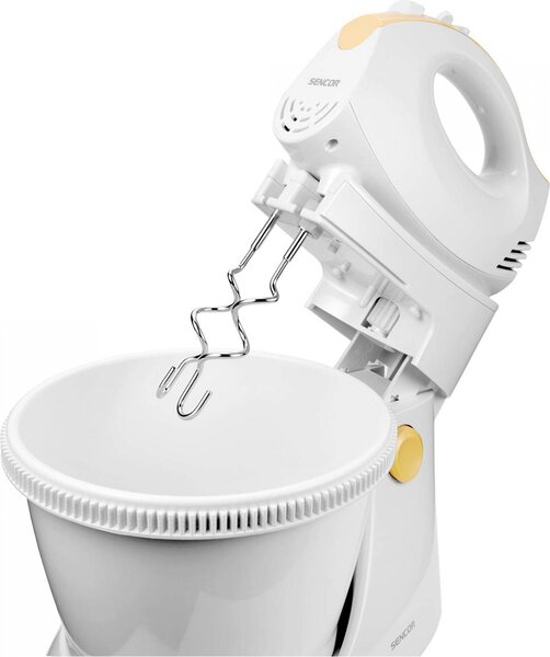 SENCOR Sbattitore Elettrico con Ciotola Potenza 500W con Fruste e Turbo colore Bianco/Giallo - SHM 5330 EUE3