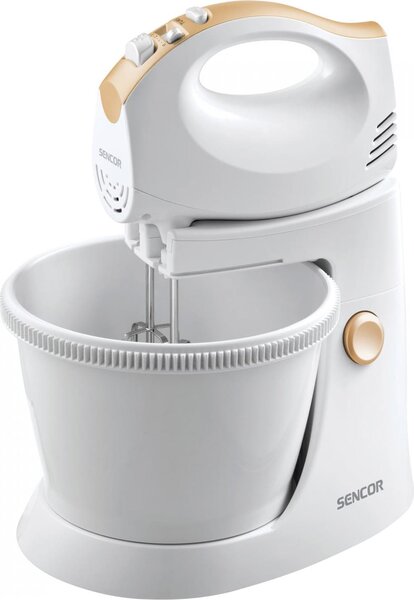 SENCOR Sbattitore Elettrico con Ciotola Potenza 500W con Fruste e Turbo colore Bianco/Giallo - SHM 5330 EUE3