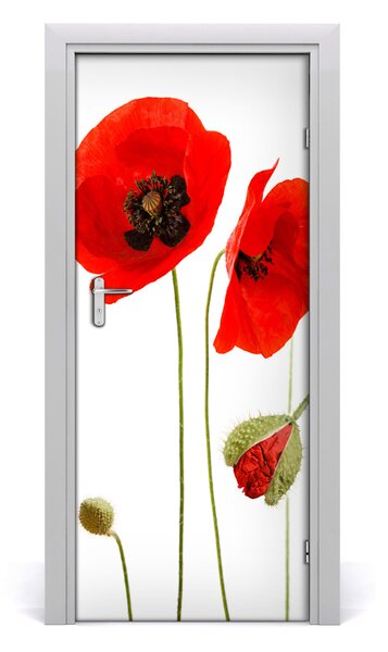 Adesivo per porta Poppies da campo 75x205 cm