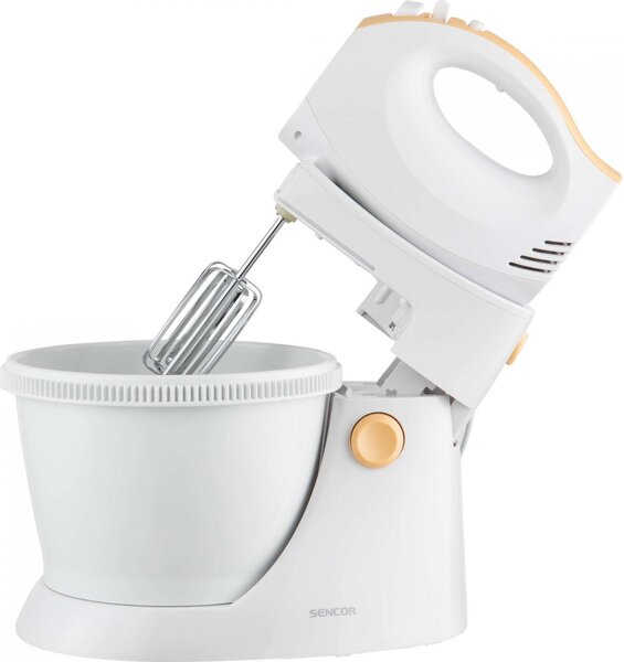 SENCOR Sbattitore Elettrico con Ciotola Potenza 500W con Fruste e Turbo colore Bianco/Giallo - SHM 5330 EUE3