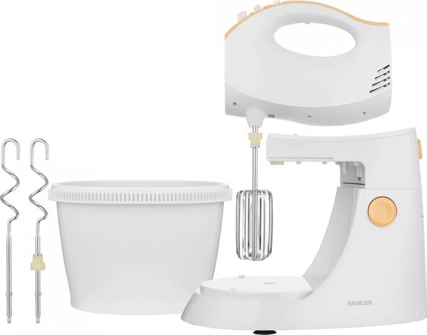 SENCOR Sbattitore Elettrico con Ciotola Potenza 500W con Fruste e Turbo colore Bianco/Giallo - SHM 5330 EUE3