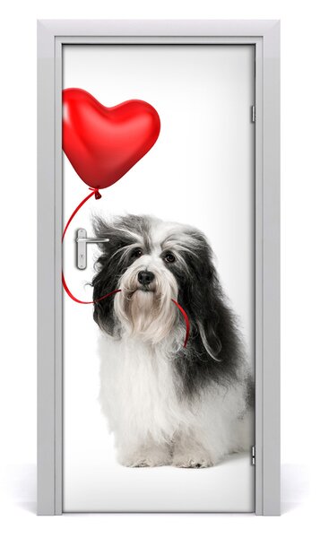 Adesivo per porta Un cane con un pallone 75x205 cm