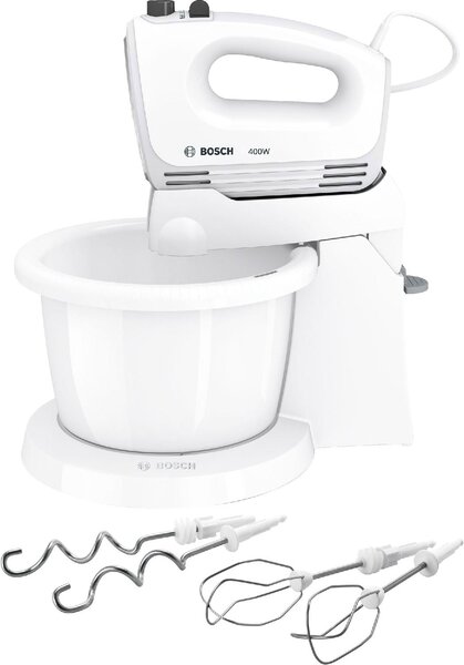 Bosch Sbattitore elettrico Mixer con Ciotola Potenza 400 Watt 4 Velocit + Funzione Turbo colore Bianco - MFQ2600X CleverMixx