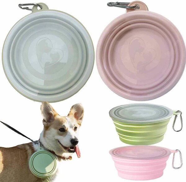 Ciotola pieghevole in silicone per cani e gatti - piccola - con coperchio - ideale per i viaggi - ShopVlot