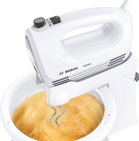 Bosch Sbattitore elettrico Mixer con Ciotola Potenza 400 Watt 4 Velocit + Funzione Turbo colore Bianco - MFQ2600X CleverMixx
