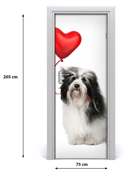 Adesivo per porta Un cane con un pallone 75x205 cm