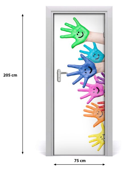 Adesivo per porta Mani dipinte 75x205 cm