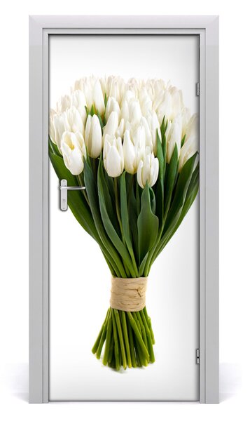 Adesivo per porta Tulipani bianchi 75x205 cm