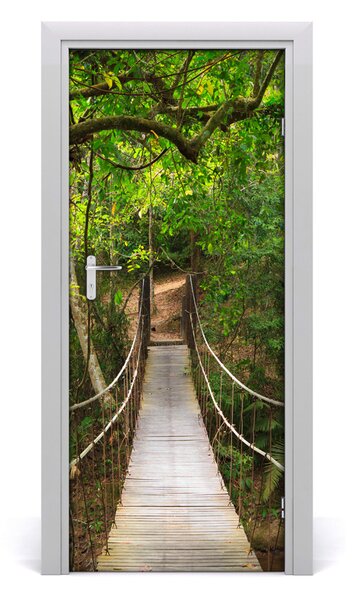 Adesivo per porta interna Il ponte appeso nella foresta 75x205 cm