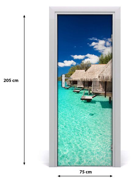 Adesivo per porta interna Isola tropicale 75x205 cm