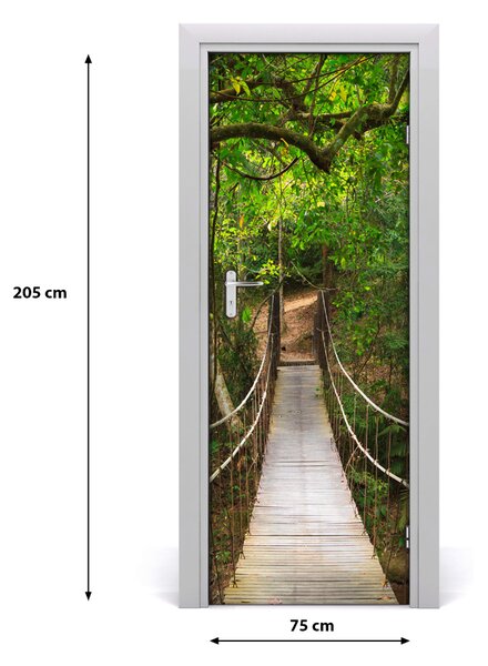 Adesivo per porta interna Il ponte appeso nella foresta 75x205 cm